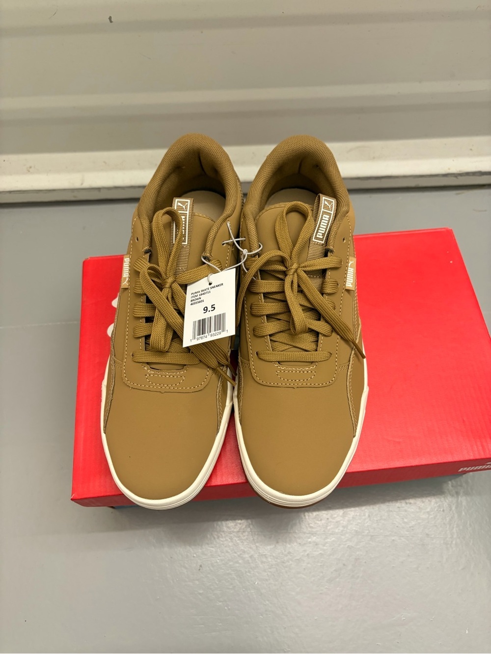 Puma Skate C Buck Toasted Tan Leather Low Top Sneakers Men's Size 9.5 NEW - Picture 1 of 5
